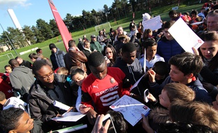 Paul-Georges Ntep lors de l'entraînement du Stade Rennais au Blosne le 25 mars 2015.