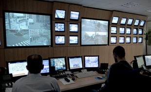 Centre de supervision vidéo de Strasbourg. Le 08 11 2007