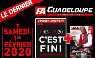 « C'est fini » titre l'ultime édition guadeloupéenne de « France-Antilles ».