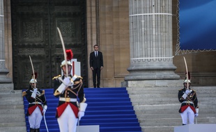 Emmanuel Macron au Panthéon lors de la cérémonie pour l'entrée de Simone Veil, en 2018. (archives)