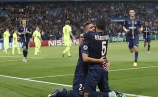 Marco Verratti après son but face à Barcelone, le 30 septembre 2014