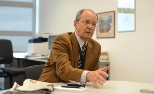 Nenad Pejic, l'un des deux principaux chef de Radio Free Europe/Radio Liberty lors d'une interview avec l'AFP dans les locaux de la radio, le 12 septembre 2014 à Prague