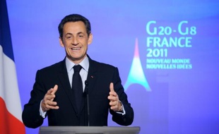 Nicolas Sarkozy lors d'une conférence de presse à Paris le 24 janvier 2011.