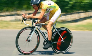 Le cycliste italien Riccardo Ricco, lors d'un contre-la-montre sur le Tour d'Autriche, le 10 juillet 2010.