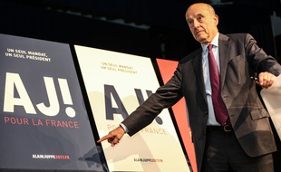 Le candidat à la primaire à droite Alain Juppé, lors d'un meeting le 20 avril 2016 à Rennes.