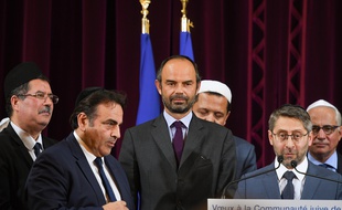 Edouard Philippe à la synagogue de la rue Buffault à Paris, le 2 octobre 2017.