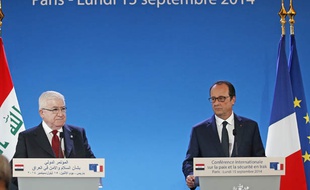 Le président français François Hollande et le président irakien Fuad Masum, le 15 septembre 2014 à Paris, à la conférence internationale sur la sécurité en Irak