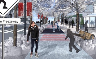 Une "autoroute de glace" dans le centre-ville d'Edmonton.