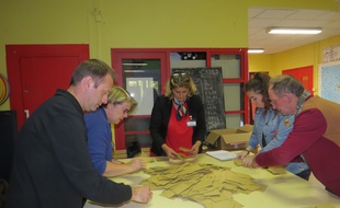 Dépouillement au bureau de vote des Olives à Marseille