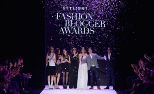 Chiara Ferragni, Negin Mirsalehi, Aida Domenech, Louise Ebel, Fadela Mercheri, Raul Richter et Benjamin Guenther au Stylight Fashion Blogger Awards à Berlin le 13 janvier 2014.