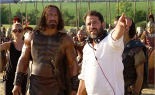 Dwayne Johnson et Brett Ratner sur le tournage d'Hercule