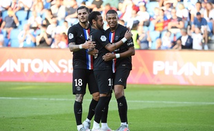 Mbappé, Neymar et Icardi lors du match amical entre le PSG et Le Havre (9-0), le 12 juillet 2020.