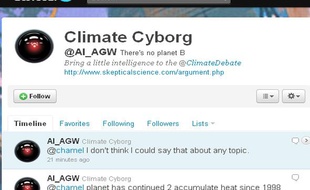Capture d'écran du compte Twitter du robot conçu par Nigel Leck pour répondre aux climato-sceptiques.