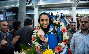 Kimia Alizadeh à l'aéroport de Téhéran, le 26 août 2016.