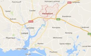 Plan de situation de Hennebont, près de Lorient.