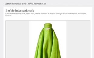 Capture d'écran du site Corriere Fiorentino montrant une poupée Barbie portant une burqa.
