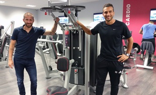 Strasbourg, le 4 septembre 2016: L'ancien attaquant du Racing David Ledy (à gauche) et son associé Sofien El Keurti ouvre une salle de sport à Eckbolsheim.