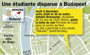 Ophélie Bretnacher, 22 ans, a disparu à Budapest en Hongrie depuis le jeudi 4 décembre.
