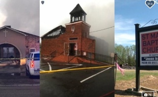 Les trois églises incendiées aux Etats-Unis début 2019.