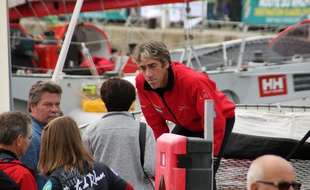 Le skipper Gilles Lamiré au départ de la Route du Rhum à Saint-Malo.