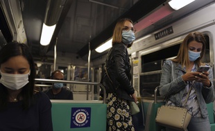 Dans une rame du métro parisien, le 5 septembre 2020.