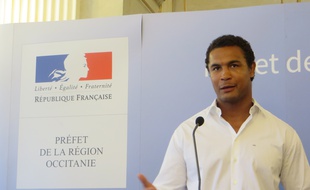 Thierry Dusautoir lors des Rencontres de la Fraternité, le 26 juin 2017 à la préfecture d'Occitanie, à Toulouse.