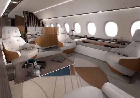 Cabin of Dassault Aviation's new business jet, the Falcon 10X