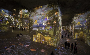 Dans les Carrières de lumières, aux Baux de Provence (13), les tableaux sont projetés et animés et le public se promène dans son décor.