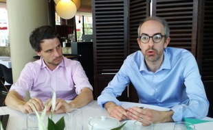 Guillaume Richard et Julien Bainvel, conseillers municipaux (LR) à Nantes.