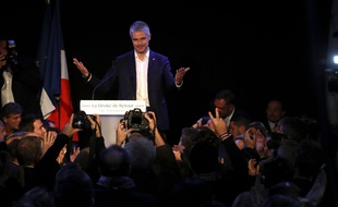 Laurent Wauquiez le jour de son éléction en tant que président LR , le 10/12/2017. AFP PHOTO / JACQUES DEMARTHON