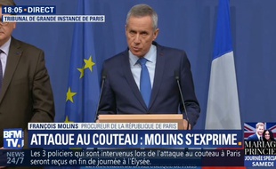 Le procureur de la République François Molins fait le point sur l'enquête après l'attaque au couteau à Paris, le 17 mai 2018.