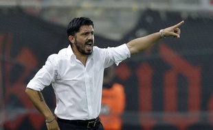 Gennaro Gattuso lors de son éphémère expérience d'entraîneur à l'OFI Crête, le 13 septembre 2014.