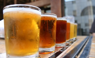 Illustration d'un échantillon de bières à l'occasion d'un concours organisé en Bretagne.