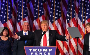 Donald Trump lors de son discours de victoire à New York le 8 novembre 2016.