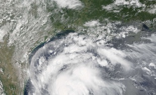 L'ouragan Harvey vu du ciel le 24 août 2017.