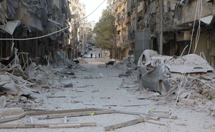 Une image d'Alep sous les décombres prise le 24 septembre 2016