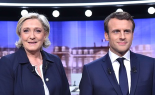 Marine Le Pen et Emmanuel Macron avant le débat de l'entre deux tours, le 3 mai 2017.