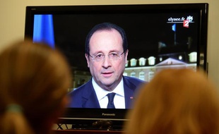 François Hollande la télévision pendant ses voeux, le 31 décembre 2013.