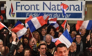 Le Front national après l'annonce des résultats des départementales, le 22 mars 2015.