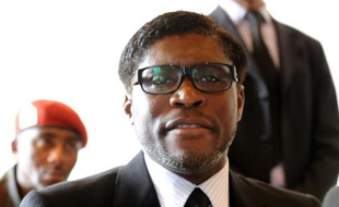 Teodorin Obiang le 24 janvier 2012 à Bata en Guinée équatoriale