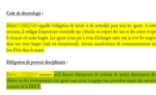 Ces deux paragraphes sont extraits du compte rendu d'une réunion des chefs de services de la mairie du XXe