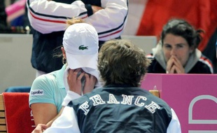 La joueuse de tennis française Alizé Cornet, lors de sa défaite en Fed Cup le 8 février 2009 face à Flavia Penetta.