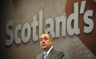 Le Premier ministre écossais Alex Salmond lors d'une conférence de presse, le 11 septembre 2014 à Edimbourg