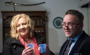 Sophie Montel candidate du Front National et son colistier Jacques Ricciardetti le 1er février 2015 à Fesches-le-Châtel