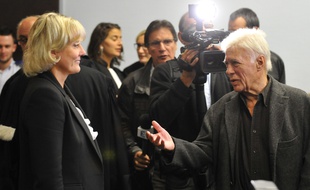 Guy Bedos et Nadine Morano au tribunal de Nancy le 7 septembre 2015 AFP PHOTO / JEAN-CHRISTOPHE VERHAEGEN