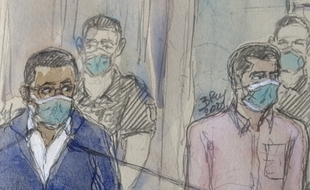 Au procès du meurtre de Mireille Knoll, Yacine Mihoub (à g.) et Alex Carrimbacus (à d.)