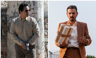 Michael Peña et Diego Luna dans la série «Narcos:Mexico».