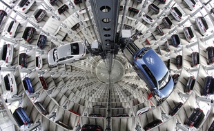 La tour Volkswagen à Wolfburg en Allemagne.