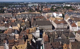 Vue aérienne de Strasbourg.
