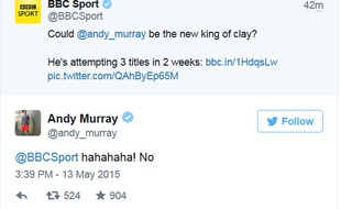 Echange sur Twitter sur BBC Sport et Andy Murray.